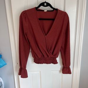 Long Sleeve embroidered spotted top